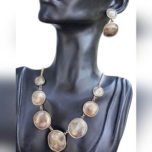 Vintage Avon Etched Geometric Necklace and Earring Set